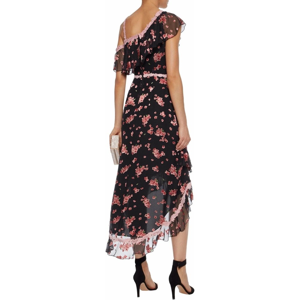 Alice + Olivia Womens Caydon Midi Dress 8 Floral Romantic Whimsigoth Ethereal - Picture 3 of 12